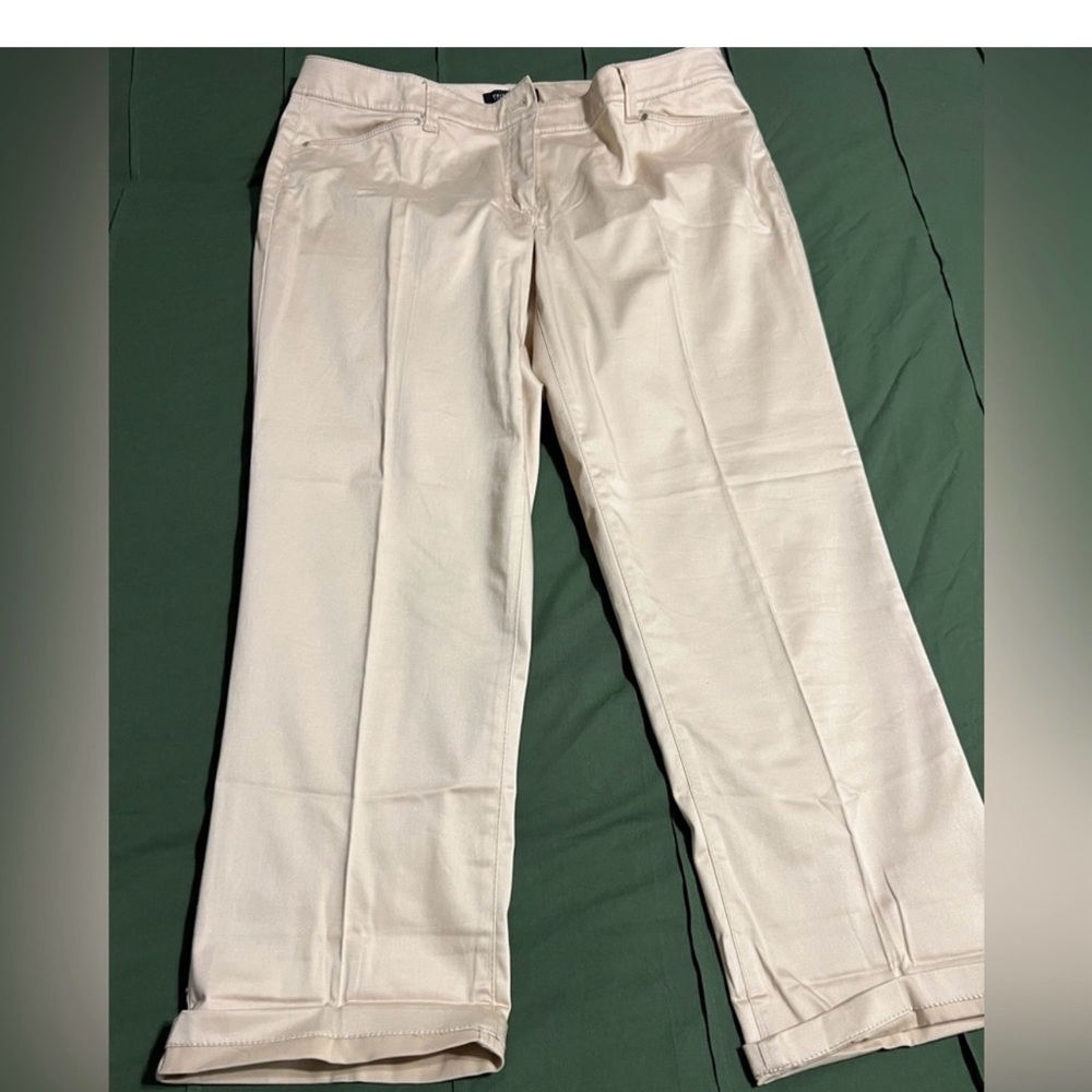 White House Black Market Cream Crop Pants Size 12 - Picture 5 of 7